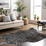 6' X 7' Brown and Silver Cowhide Hand Knotted Area Rug