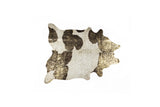 5' X 7' Ivory Brown and Gold Cowhide Hand Knotted Area Rug