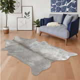 5' X 7' Gray and Silver Genuine Cowhide Hand Knotted Area Rug
