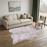 5' X 7' Gray and Pink Cowhide Hand Knotted Area Rug