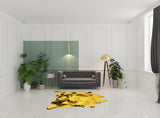 6' X 7' Yellow and Brown Cowhide Hand Knotted Area Rug