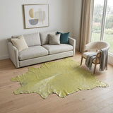5' X 7' Green and Silver Cowhide Hand Knotted Area Rug