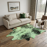 6' X 7' Green and Black Cowhide Hand Knotted Area Rug