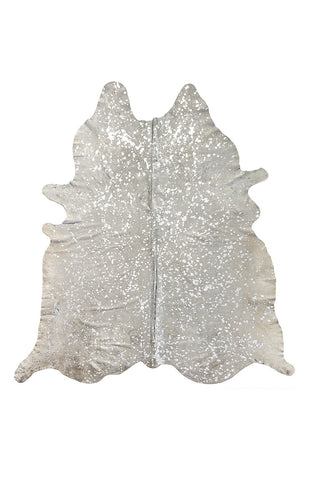 5' X 7' Silver and Ivory Cowhide Hand Knotted Area Rug