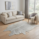 5' X 7' Silver and Ivory Cowhide Hand Knotted Area Rug