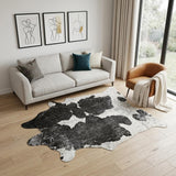 5' X 7' Black and White Cowhide Hand Knotted Area Rug