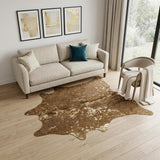 6' X 7' Gold and Brown Cowhide Hand Knotted Area Rug