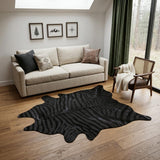 5' X 7' Black Cowhide Hand Knotted Area Rug