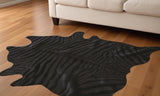 5' X 7' Black Cowhide Hand Knotted Area Rug