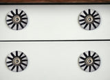 Set of Eight Black And White Ceramic And Metal Drawer Pull Knobs