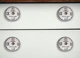 Set of Eight Black And White Ceramic And Metal Drawer Pull Knobs
