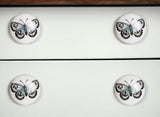 Set of Eight Black And White Ceramic And Metal Drawer Pull Knobs