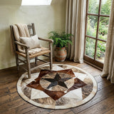 5' Brown Cowhide Patchwork Round Rug