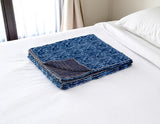 50" X 70" Blue Paisley Cotton Quilted Kantha Throw Blanket with Embroidery