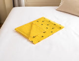 50" X 70" Yellow And Black Floral Cotton Quilted Kantha Throw Blanket with Embroidery
