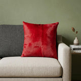 18" Wine Cowhide Throw Pillow