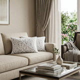 Set of Two 12" X 20" White and Gray Faux Fur Lumbar Throw Pillows