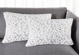 Set of Two 12" X 20" White and Gray Faux Fur Lumbar Throw Pillows