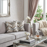 Set of Two 18" Gray Brown And Silver Chevron Cowhide Throw Pillows
