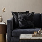 Set of Two 18" Black Cowhide Throw Pillows