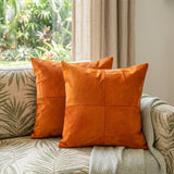 Set of Two 18" Orange Cowhide Throw Pillows