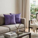Set of Two 18" Purple Cowhide Throw Pillows