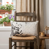 12" X 20" Gray And White Cowhide Cowhide Throw Pillow