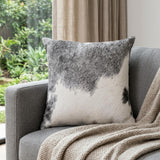 18" Gray and White Cowhide Throw Pillow