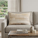 12" X 20" Natural Patchwork Cowhide Lumbar Throw Pillow