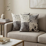 Set of Two 18" Black and White Cowhide Throw Pillows