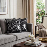 Set of Two 18" Black and Silver Abstract Cowhide Throw Pillows with Glitter