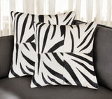 Set of Two 18" White and Black Zebra Cowhide Throw Pillows