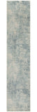 10' Blue And Ivory Abstract Washable Runner Rug