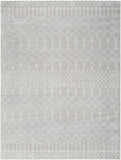 9' X 12' Blue and Ivory Abstract Power Loom Washable Area Rug