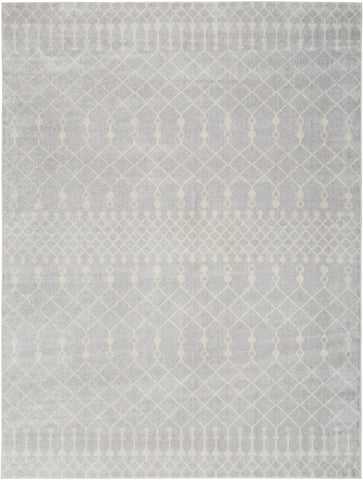 9' X 12' Blue and Ivory Abstract Power Loom Washable Area Rug