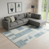8' X 10' Blue and Ivory Geometric Power Loom Washable Area Rug