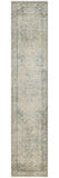 10' Blue And Ivory Floral Medallion Distressed Washable Runner Rug