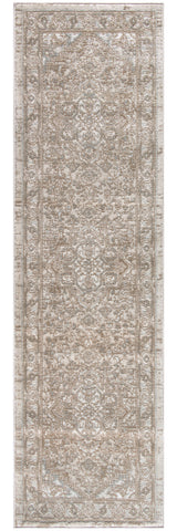 8' Beige And Ivory Medallion Distressed Runner Rug