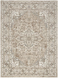 5' X 7' Beige and Ivory Medallion Power Loom Distressed Area Rug