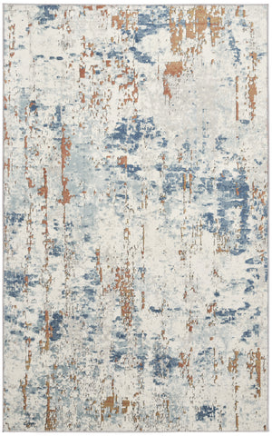 4' X 6' Beige and Blue Abstract Power Loom Area Rug