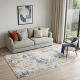 5' X 7' Beige and Blue Abstract Power Loom Area Rug