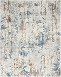 5' X 7' Beige and Blue Abstract Power Loom Area Rug