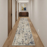 16' Beige And Gray Abstract Runner Rug