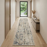20' Beige And Gray Abstract Runner Rug