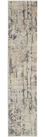6' Beige And Gray Abstract Runner Rug