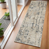 6' Beige And Gray Abstract Runner Rug