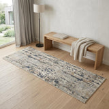 6' Beige And Gray Abstract Runner Rug