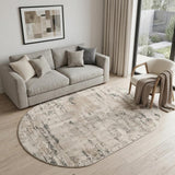 5' X 8' Beige and Gray Abstract Power Loom Area Rug