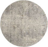 8' Beige and Gray Round Abstract Power Loom Area Rug