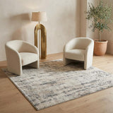 4' Beige and Gray Square Abstract Power Loom Area Rug